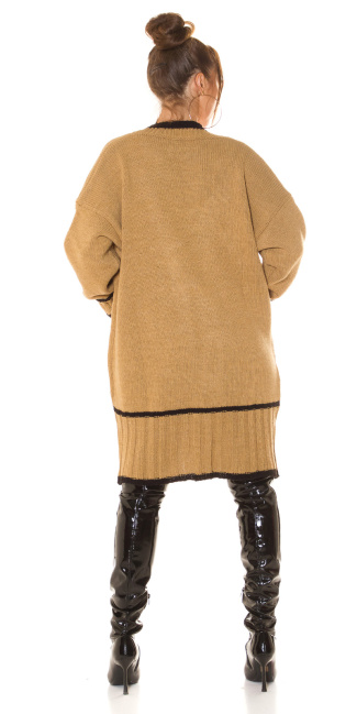 Trendy knit Cardigan with pockets Brown